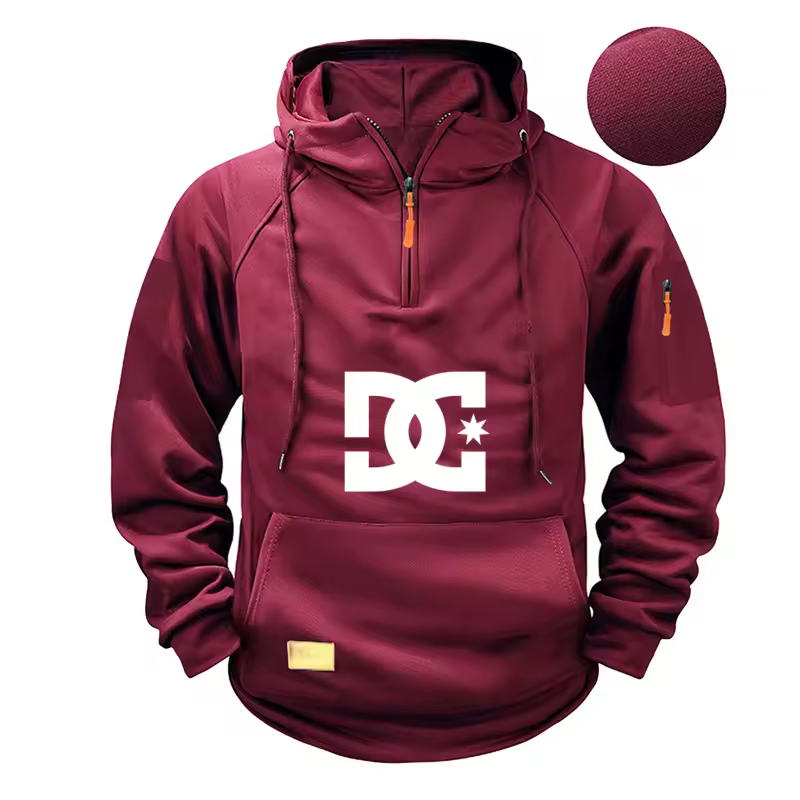 New men's fashion zippered pullover, long-sleeved sweatshirt, casual autumn sweatshirt, multi-pocket spring and autumn style - Image 3