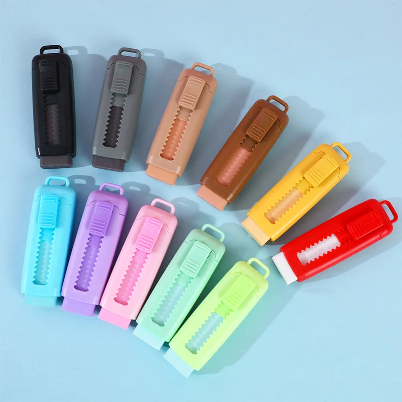 Pupils Push-Pull Cartoon Rubber Exam Drawing Special Retractable Eraser Creative Eraser With Less Crumbs and Replaceable Core.