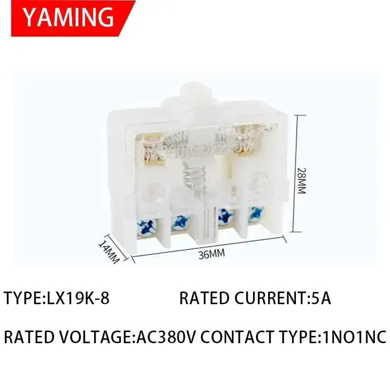10pcs LX19K-B For Mini Limit Micro Pedal Switch 4 Screws Four Terminals AC380V DC220V 5A Silver Contact 1NO 1NC