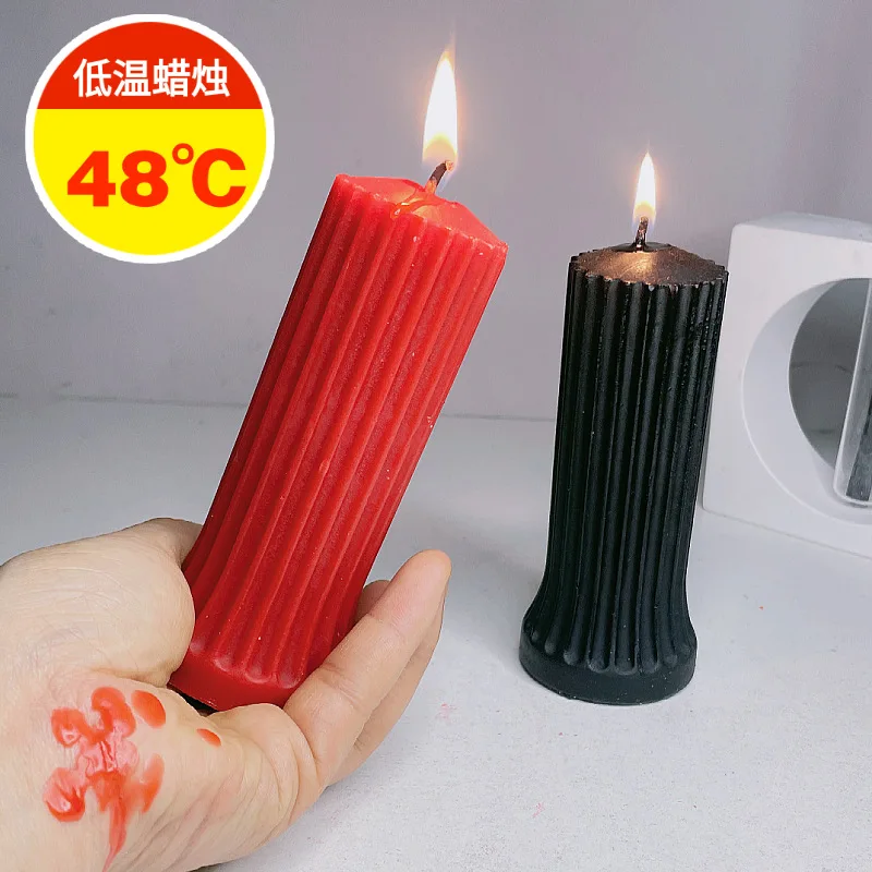 Vela de baja temperatura, cera de gota, vela antiquemaduras, velas de gota de 48 °. Velas Cilíndricas de baja temperatura