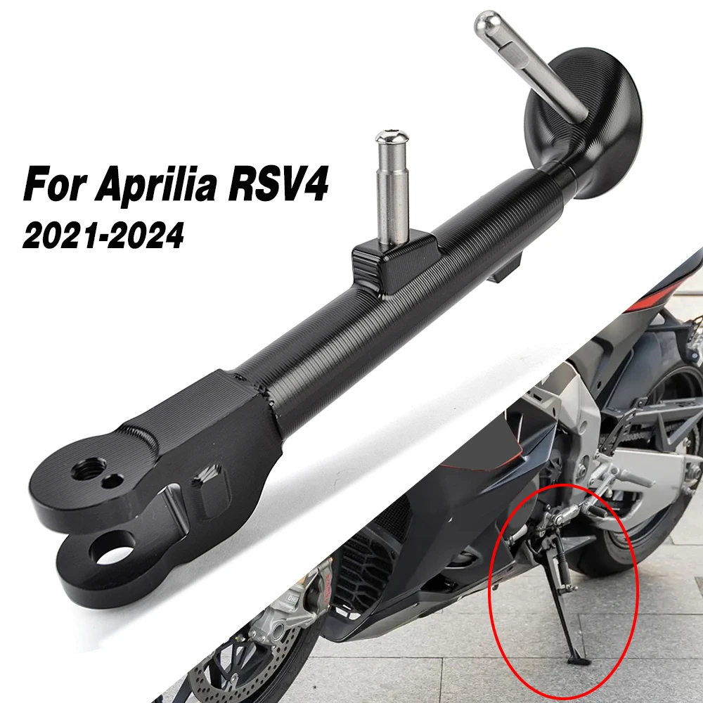 

For Aprilia RSV4 CNC Aluminium Adjustable Kickstand Foot Side Stand Support Motorcycle 2021 2022 2023 2024