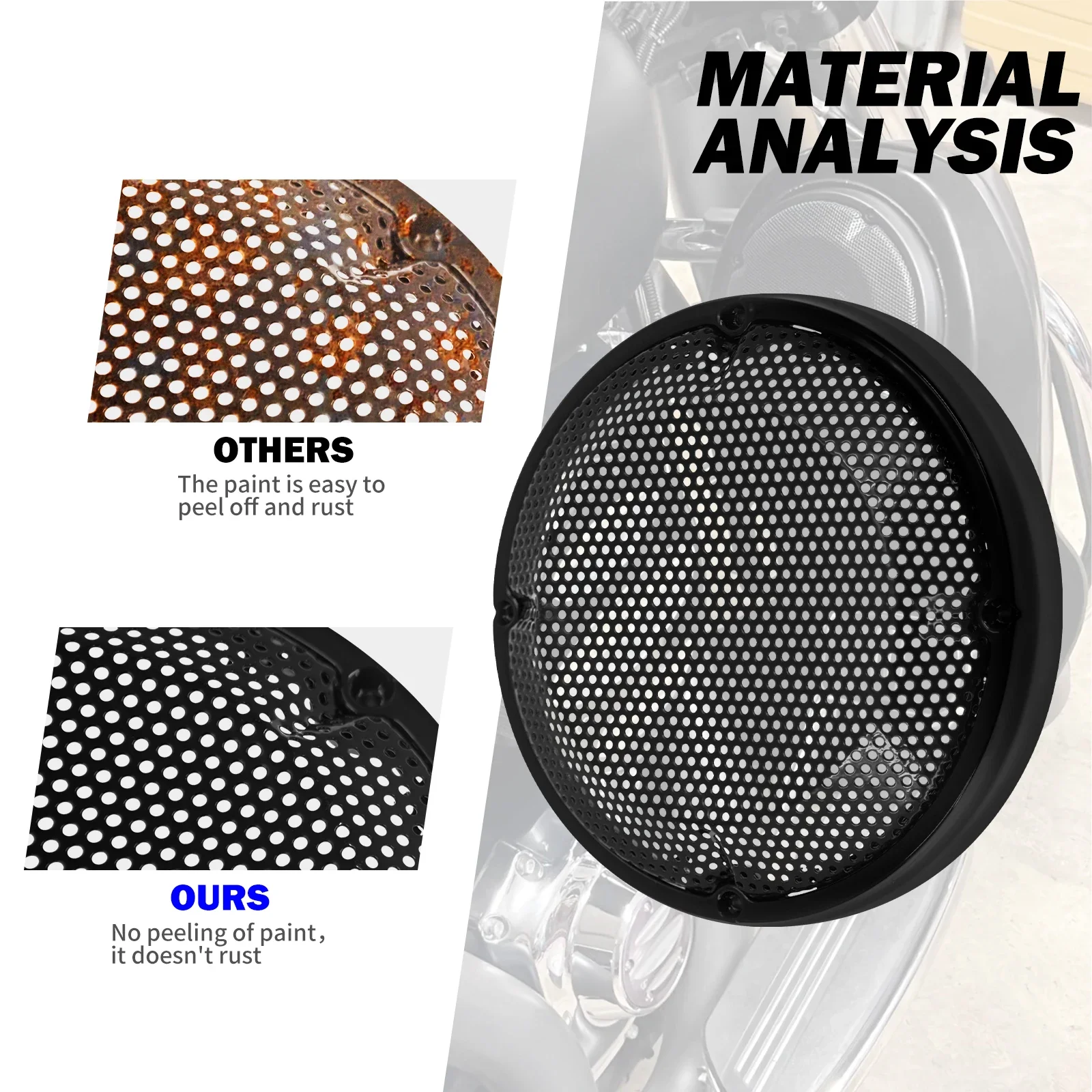 2 szt. Motocykl 6.5 "Pokrywa sakwy Głośnik Osłona grilla Czarny/Chrom Dla Harley Touring Road Electra przemieszczanie się po ulicy FLHR 1983-2023 — zdjęcie 5
