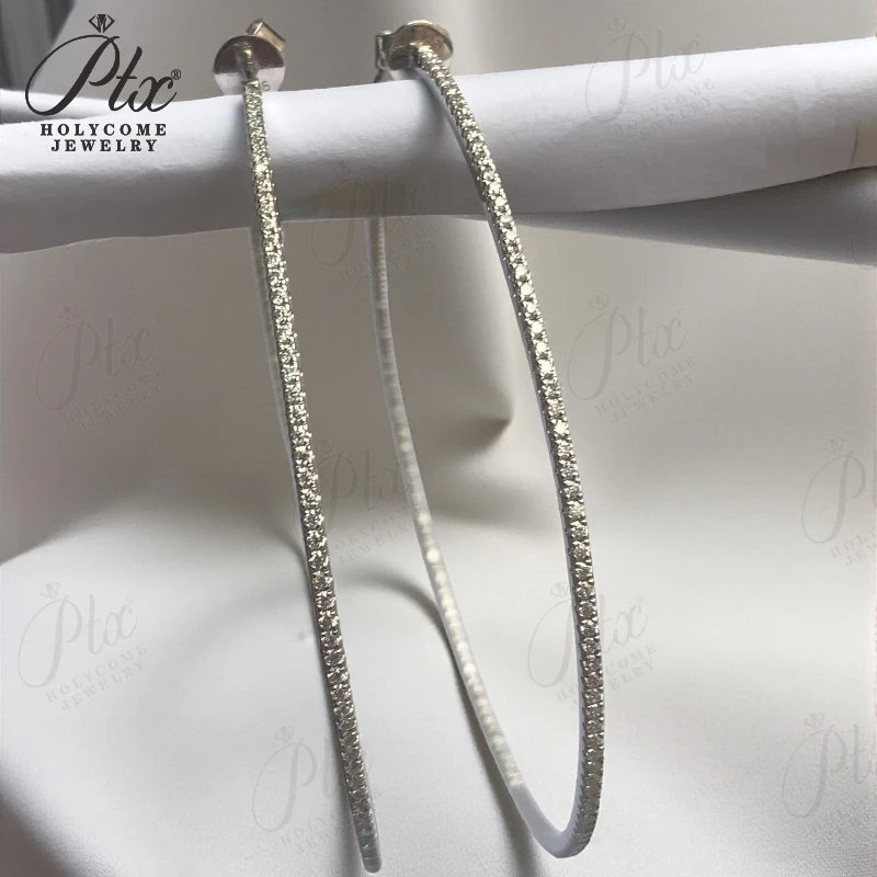 

Большие круглые серьги-кольца с 272 шт. Муассанит для женщин и девочек, роскошный дизайн, круглые серьги, модные индивидуальные ювелирные изделия, подарок