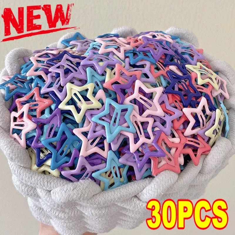 Y2K Bobby Pin Girl Colorful Stars Barrettes Metal Snap Clips Kid Korean BB Hairpins Crab Stick Headwear Hair Accessories