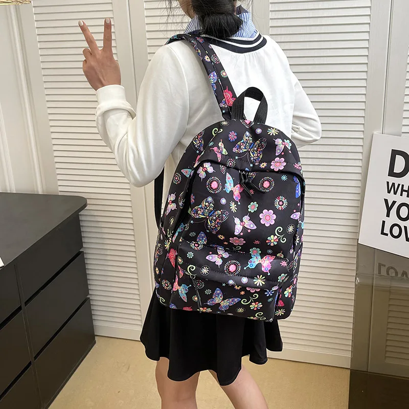 Women's Backpack 2023 New Fashion Butterfly Print High Capacity Middle School and Junior High School knapsack schoolbag itabag