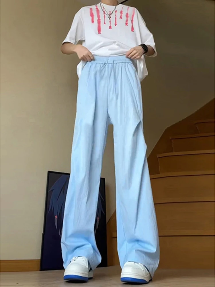 

Брюки-карго из ледяного шелка для мужчин, прочные повседневные брюки со складками, длинные американские функциональные модные летние брюки