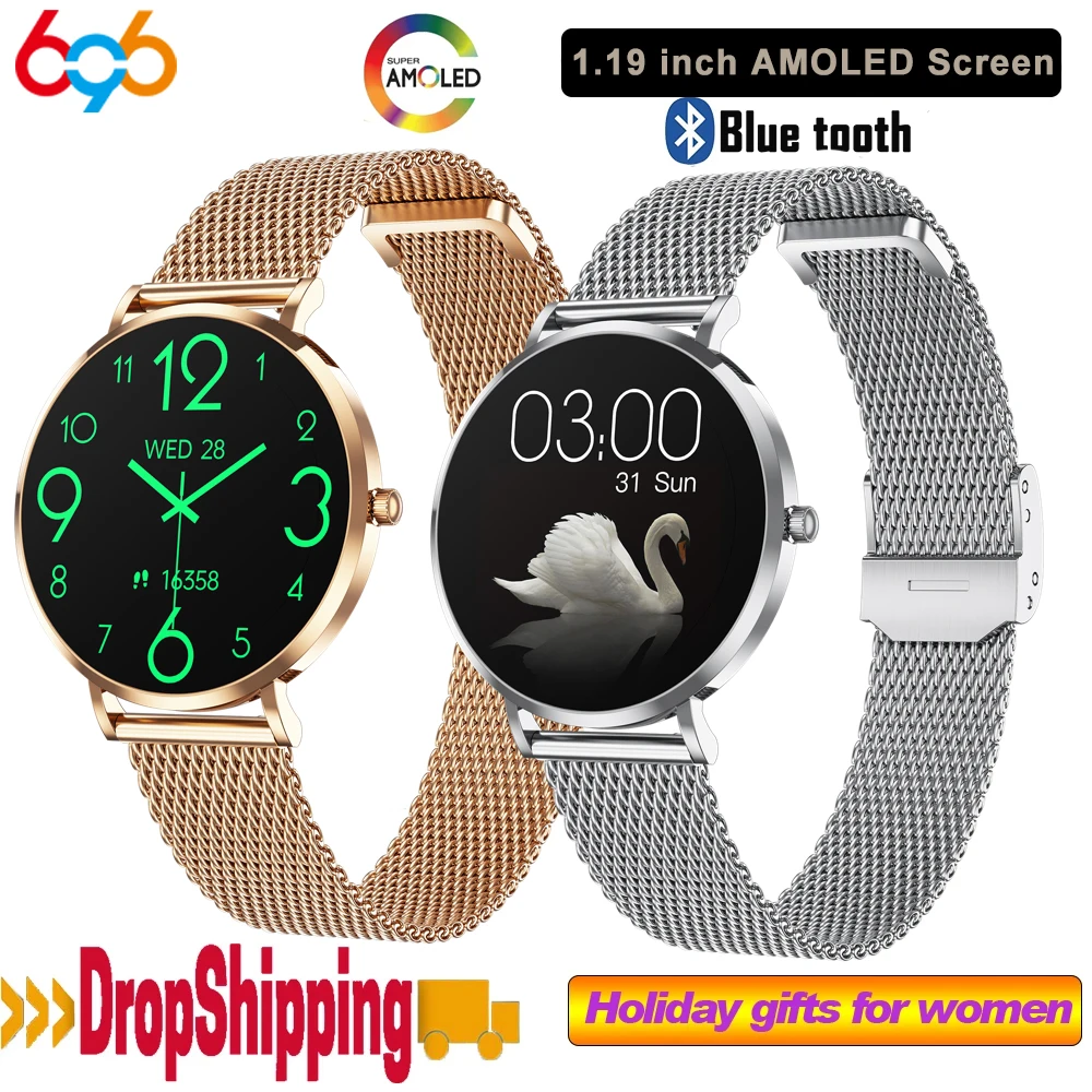 

1.19" Blue Tooth Call Fashion Smart Watches Women Waterproof Lady Health Smartwatch Heart Rate Blood Oxygen Sports Fitness Music