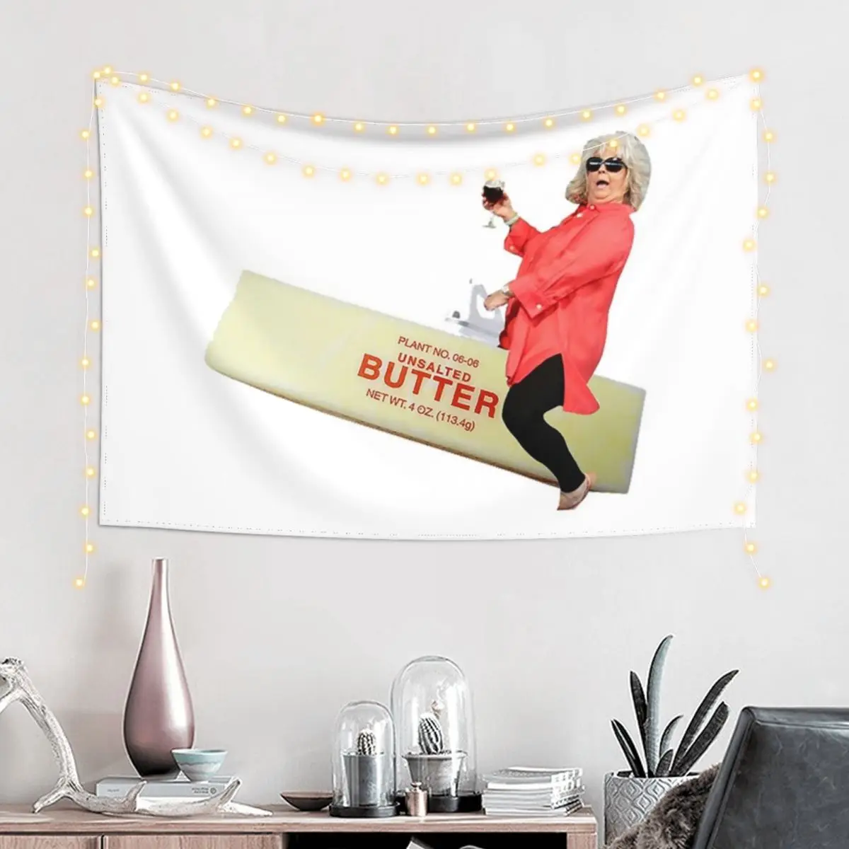 Paula deen riding butter Tapestry Decorations For Room Aesthetic Room Decor Anime Decor Wall Decor Hanging Tapestry