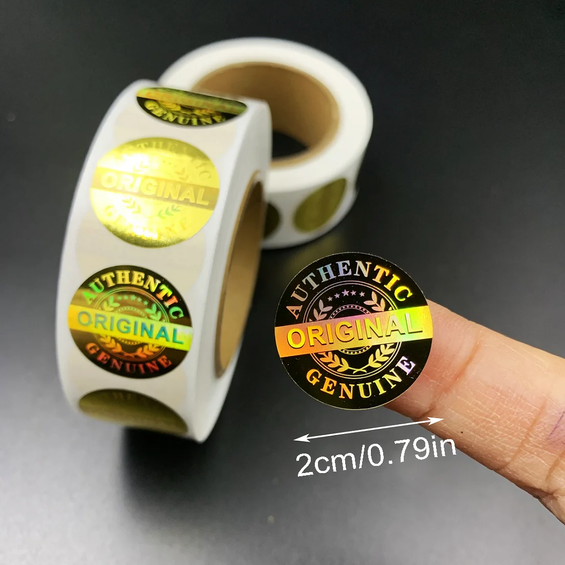 

500 шт./1000 шт. свернутые золотые аутентичные голографические оригинальные наклейки с защитой от несанкционированного доступа для коммерческого бизнеса, подарочная коробка