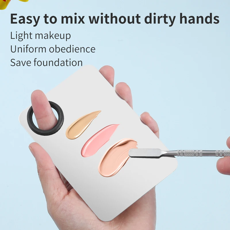 قطعتان من لوحات الألوان المصنوعة من الفولاذ المقاوم للصدأ وعصي الألوان مجموعة مكياج أدوات مطابقة الألوان محمولة وعملية وقابلة للغسل