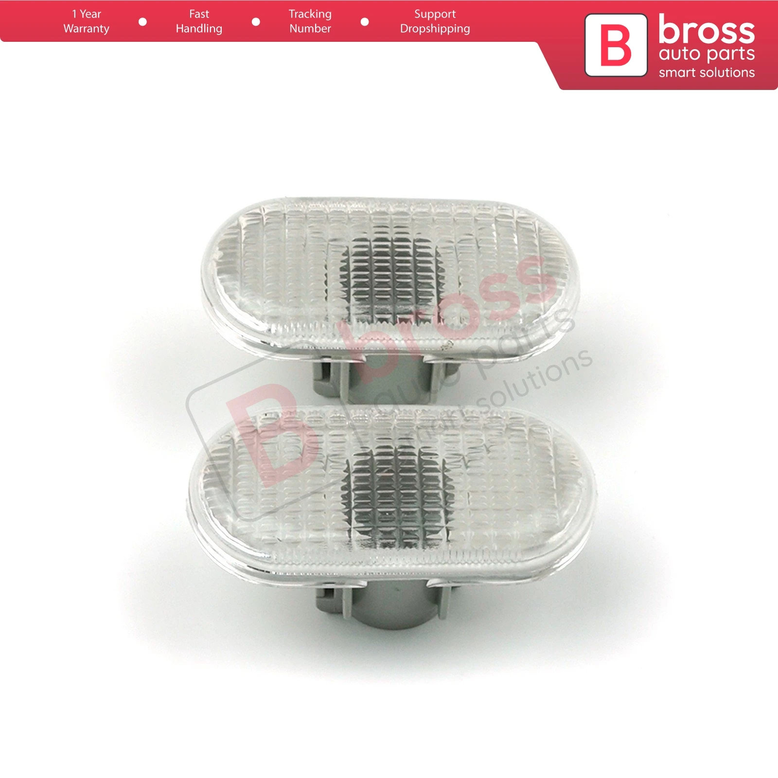 

Bross Auto Parts BSP748 2 Pieces Side Indicator Lamp Left and Right 8200257884, 8200257884C2RC for Renault Clio MK2 2001-2006