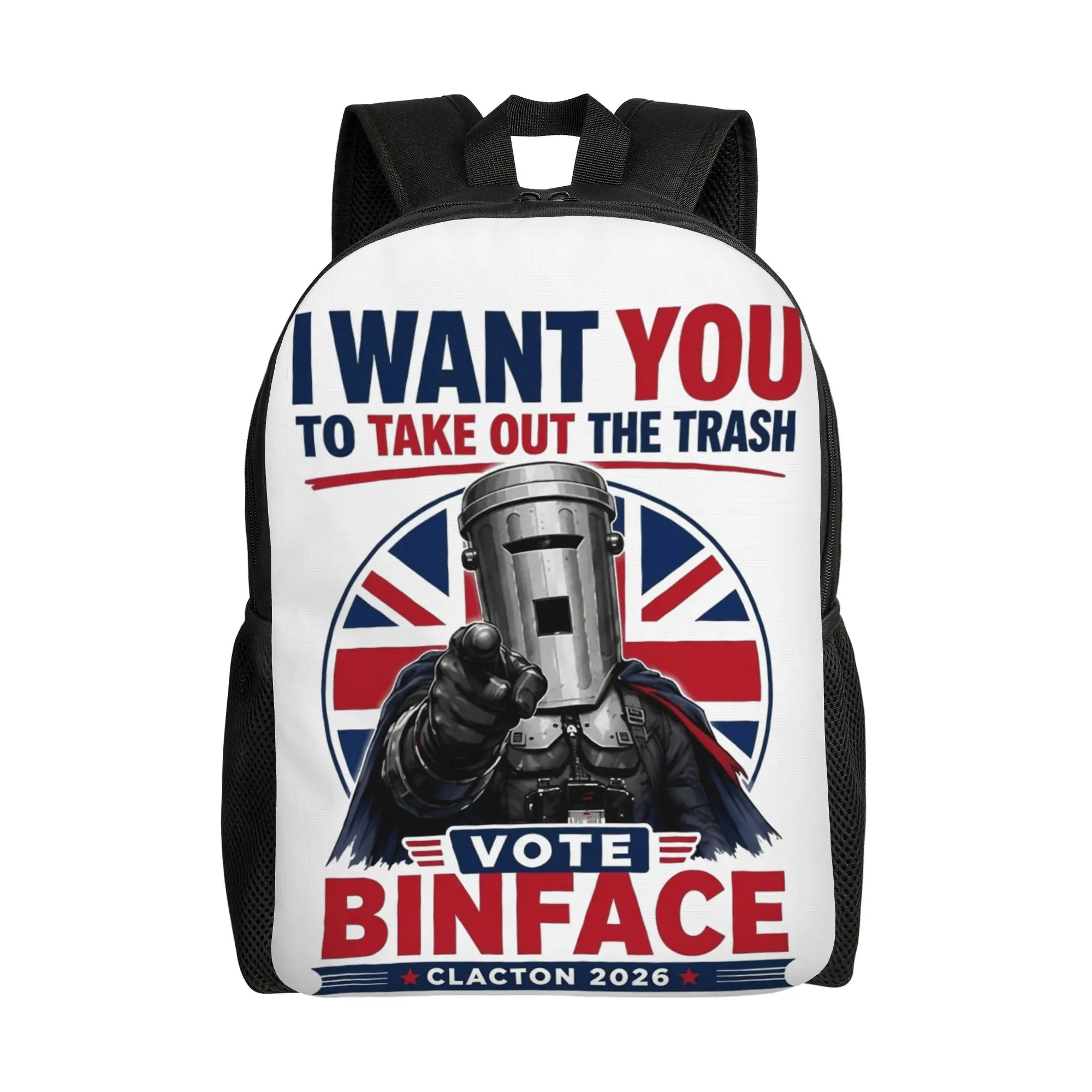 Binface, Vote Binface Clacton By-Election Backpack for Men Teenage Student Daypack  Laptop Computer Shoulder Bag Lightweight