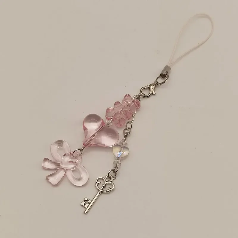 New Phone Charms Strap Lanyard Cute Bear Star Pendant Chain For iPhone XSMAX Earphone Books Bag Handmade Customized Bead  Case