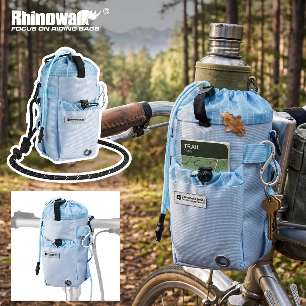 Rhinowalk Bike Front Tube Bag 1L Cycling Commuting Handlebar Water Bottle Storage Pouch Internal Insulated Fit Folding Bike