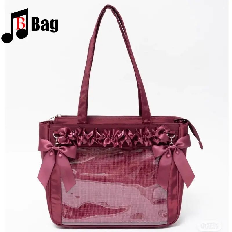 

Y2K Girls Women Anime Handbag Crossbody bag Japanese JK Uniform Lolita Cosplay Subculture Ita Bags Ribbon Large Capacity Tote