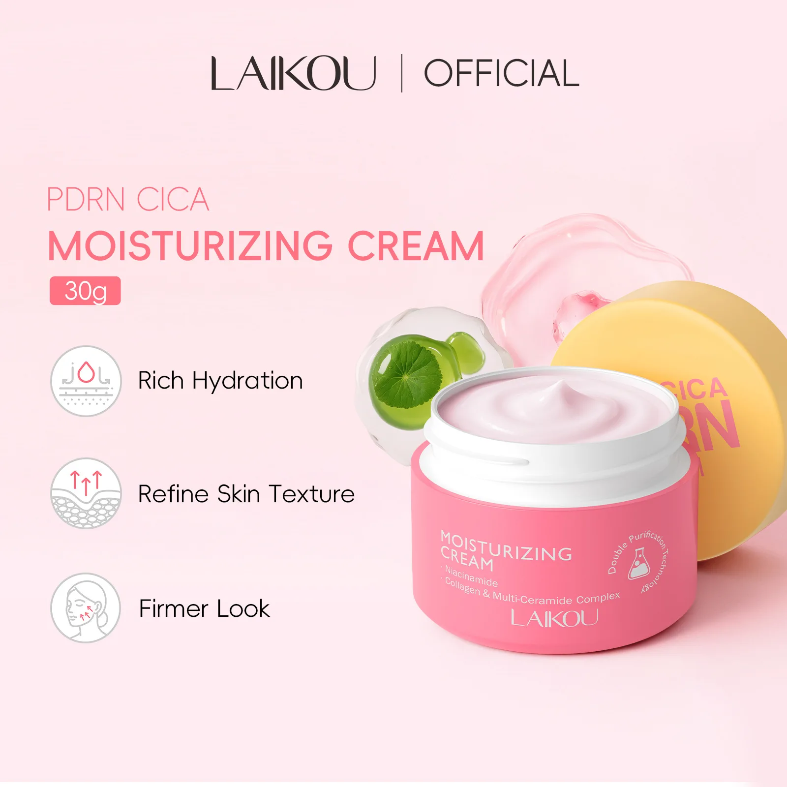 

LAIKOU PDRN Centella Asiatica Moisturizer Cream 30g Face Cream Repair Soothing Care Hydrating Anti Aging For Sensitive Skin
