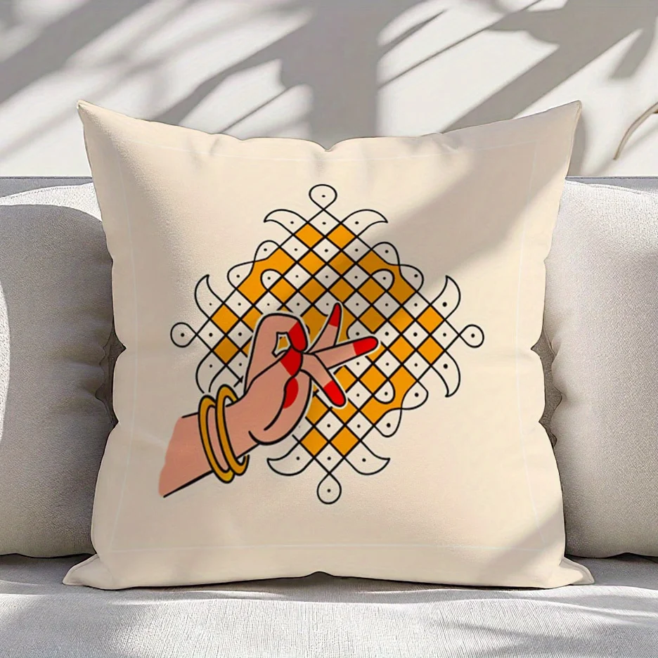 Boho Hand Gesture Throw Pillow Cover Cushion Case for Sofa Couch Decorative Accent Pillow Home Decor Gift