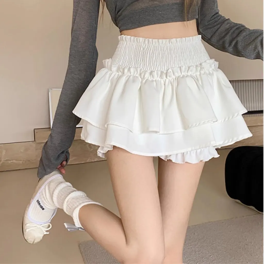 

Women's High Waist Slimming Puffy Skirt Korean Style Spring Ballet Style Sweet Spicy Cake Design