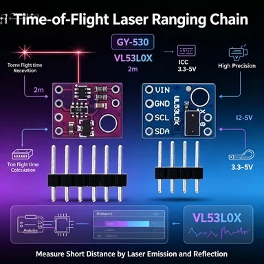 VL53L0X Time-of-Flight Laser Ranging Module GY-530, 940nm, ±3% Accuracy, 30ms Fast for DIY