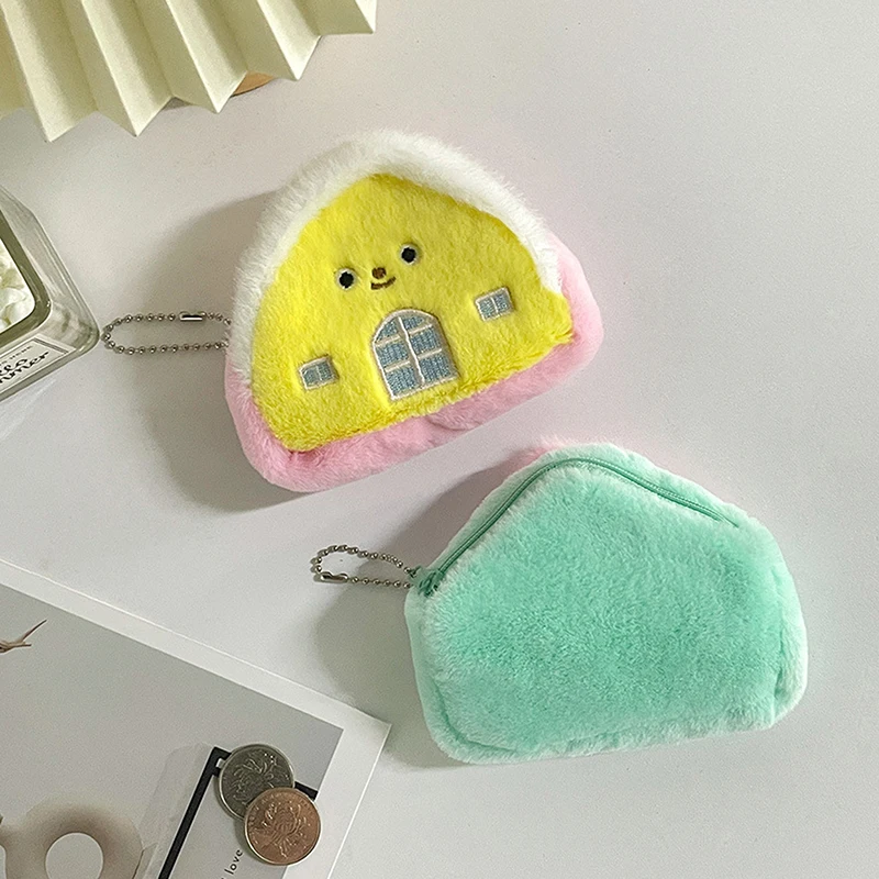 1PC Kawaii Cartoon Klein Huis Pluche Nul Portemonnee Meisje Leuke Munt Portemonnee Sleutel Opbergtas Kindervakantie Feestcadeaus