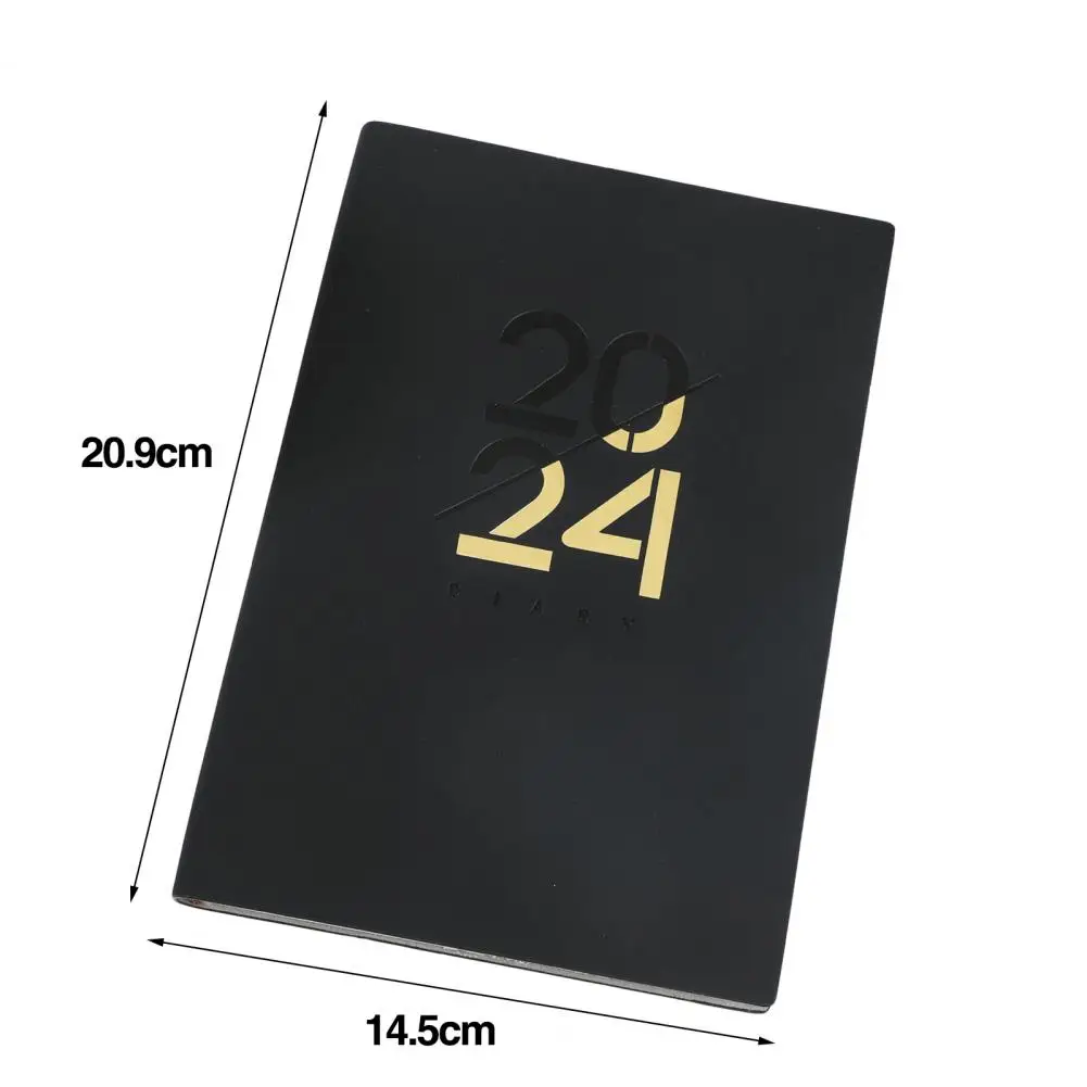 2024 영어 어젠다 북, 365 일 A5 인조 가죽 커버, 데일리 주간 플래너, 어젠다 플랜, 주간 일기 정리함