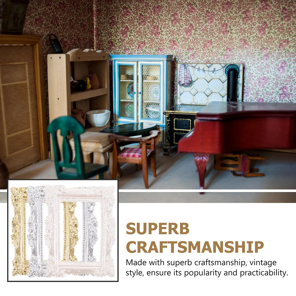 

6Pcs Compact Resin Photo Frames Delicate Carving Edges DIY Crafts Making Material Mini Resin Photo Frame Mini Picture Frame