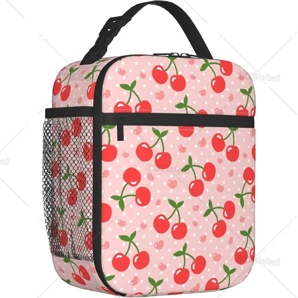 

Cherry Thermal Insulated Lunch Bags for Men Women Boys Girls Reusable Tote Lunch Bags for Office Work School Picnic Camping