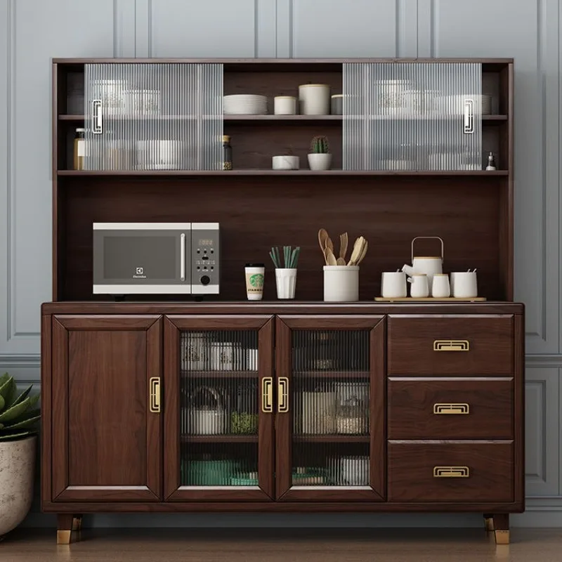 

New Chinese-style side cabinet with solid wood integrated against the wall