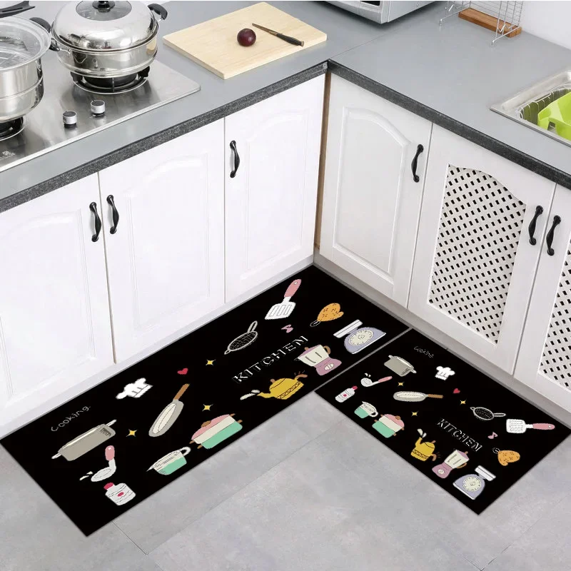 1Pcs Modern Minimalist Kitchen Utensils Kitchen Mat Non-slip Floor Mats Area Rug Entrance Doormat Carpet Home Decoration