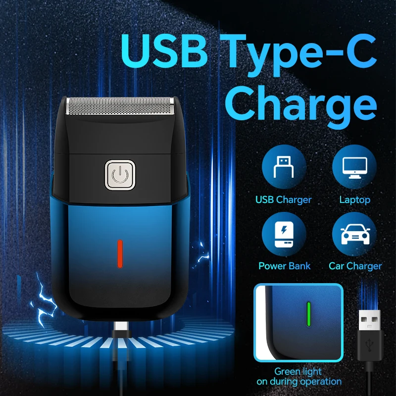 ماكينة حلاقة ترددية قابلة لإعادة الشحن عبر USB، جهاز حلاقة محمول للرجال