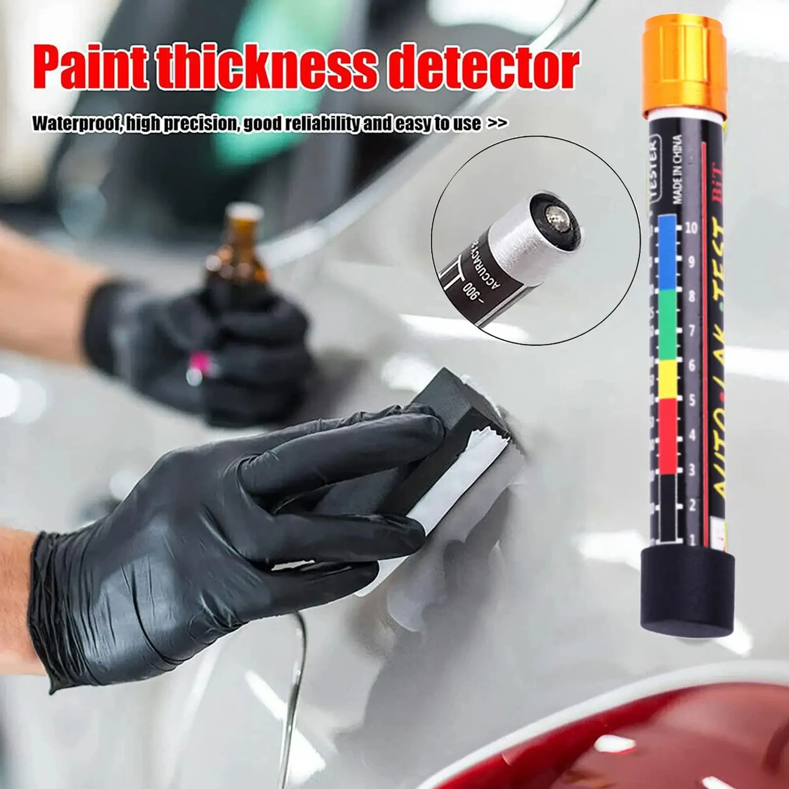Picture 3: Car Paint Test Thickness Tester Meter Gauge Auto Paint Cars Paint Crash Check Test Paint Tester with Magnetic Tip Scale