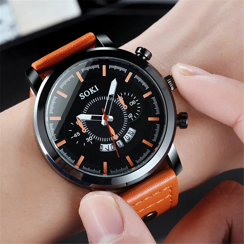 UTHAI CE101 Casual Fashion Business Men\'s Watch pu Strap Calendar Sports Student Quartz Watch