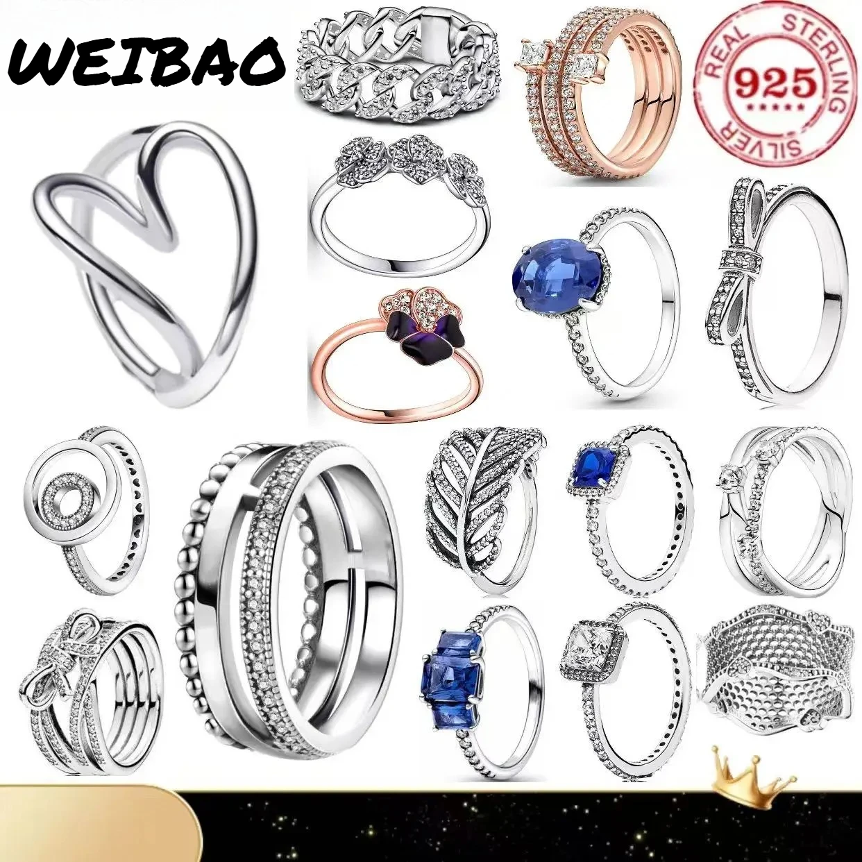 Lujosas y Elegantes Joyas de Plata de Ley 925 con Forma de Lazo, Corazón y Cuadrado para Regalos Navideños para Mujer