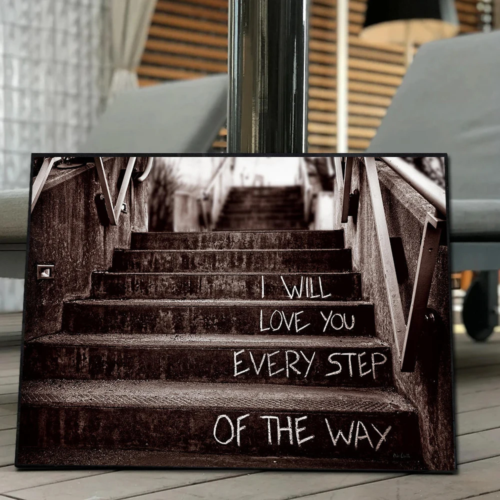 

I Will Love You Every Step Of The Way Poster Prints For Living Room Decor Old City Stair-Step Landscape Canvas Painting Wall Art