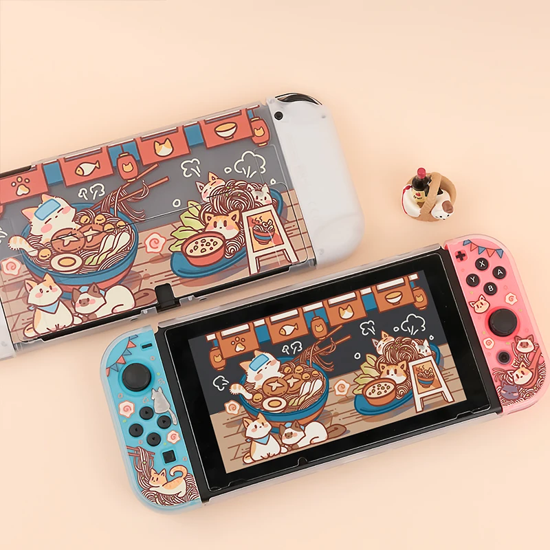 Funda Nintendo Switch OLED Case Kawaii Cat Cover Hard PC Dockable Protective Shell For Nintendo Switch Controller Joy-Con