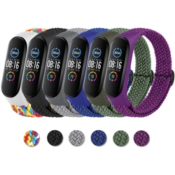 Strap For Xiaomi Mi band 7 6 5 4 3 Band Nylon Elastic Braided Bracelet For Amazfit Band 5 Wristband Adjustable Watchband