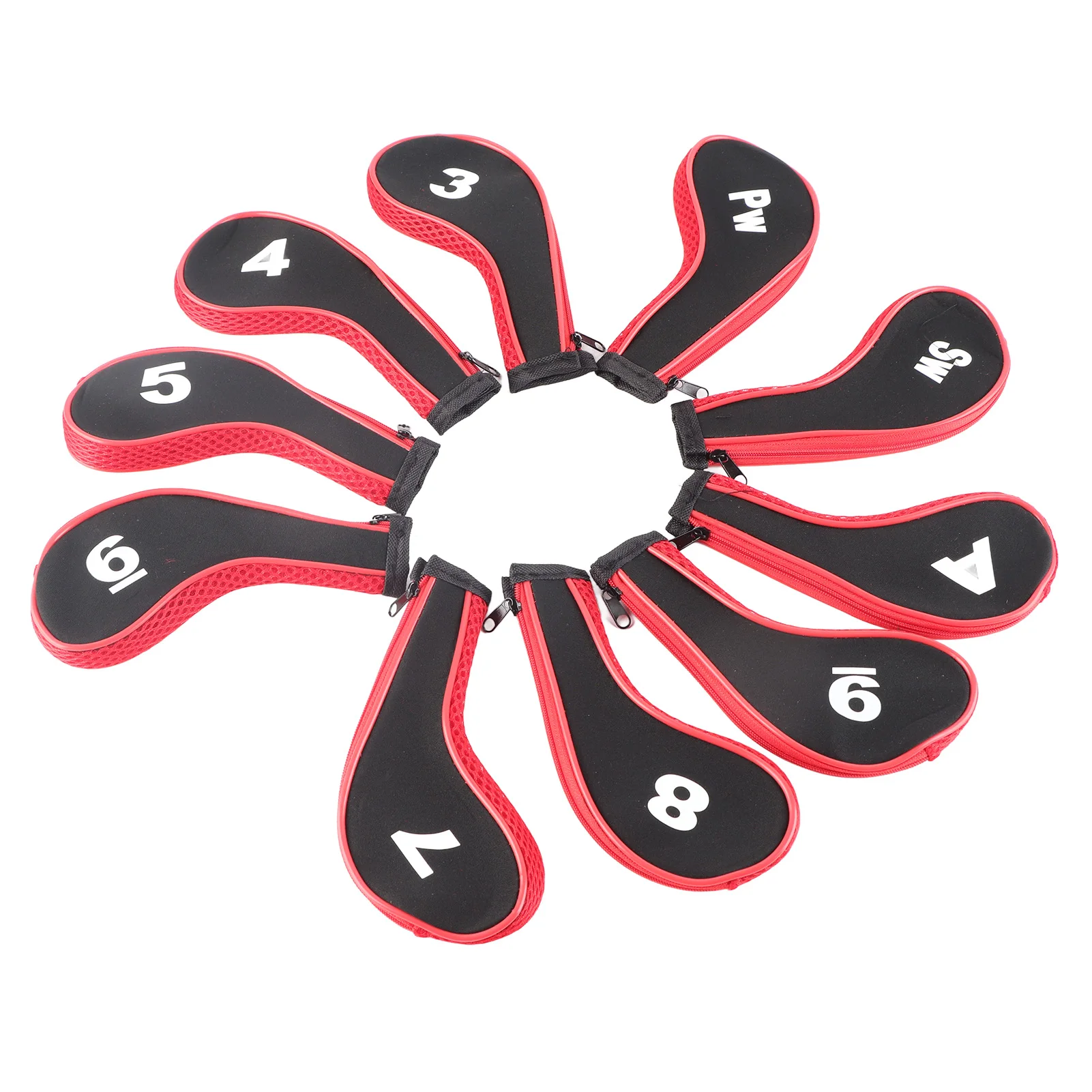 10 قطع من أغطية رأس حديدية لنادي الجولف من النيوبرين، مجموعة واقية من ملحقات الجولف (أحمر)