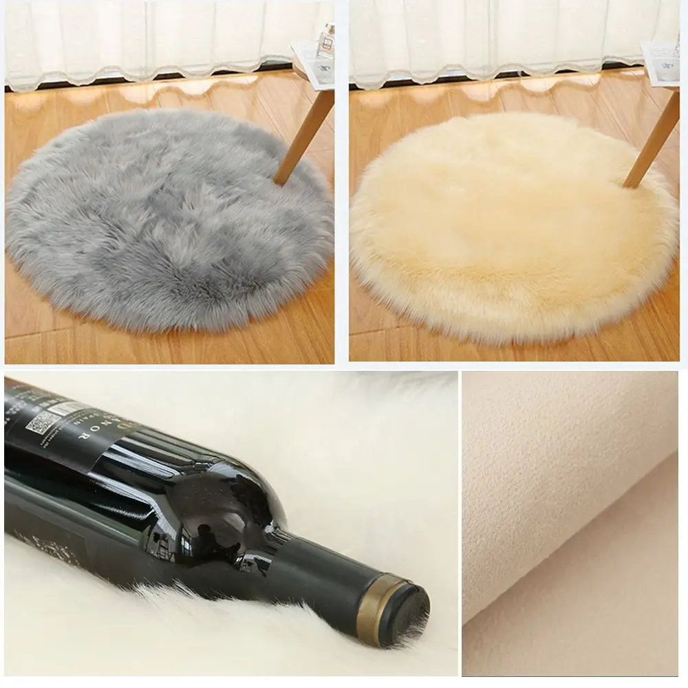 Warm 30/50/70cm Round Carpet Long Artificial Wool Artificial Wool Rug Round Hairy Bedside Rug Seat