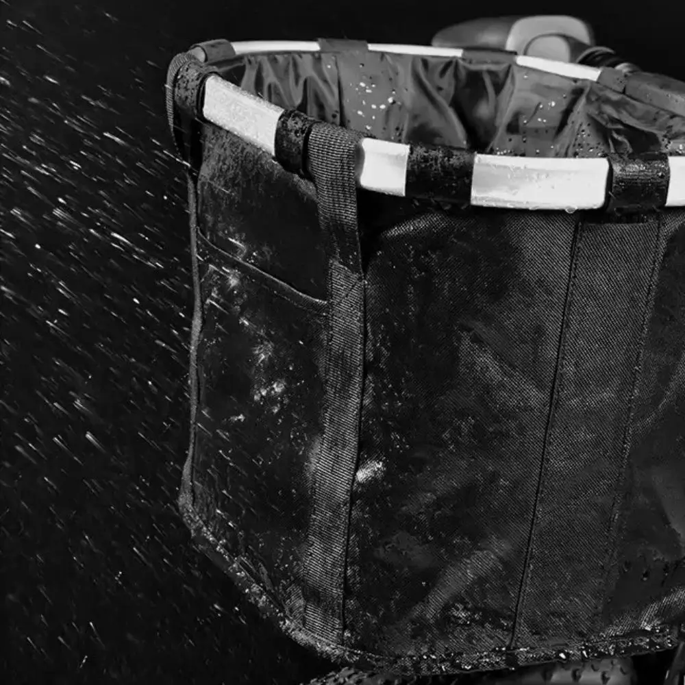 

Detachable Bicycle Front Basket Aluminum Alloy Frame Foldable Pet Dog Carry Pouch Good Load-bearing Black