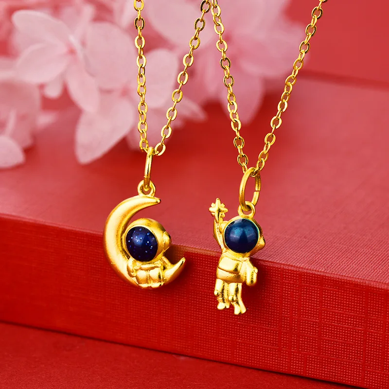 

Cute 14K Gold Color Astronaut Necklace for Women Wedding Jewelry Charm Chain Pendant Choker Fine Jewelry Gift Not Fade