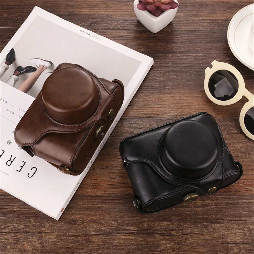 PU Leather Camera Case Storage Bag With Shoulder Strap For Fujifilm X100V X100F X100T Series Cameras Accessories Dustproof Pouch