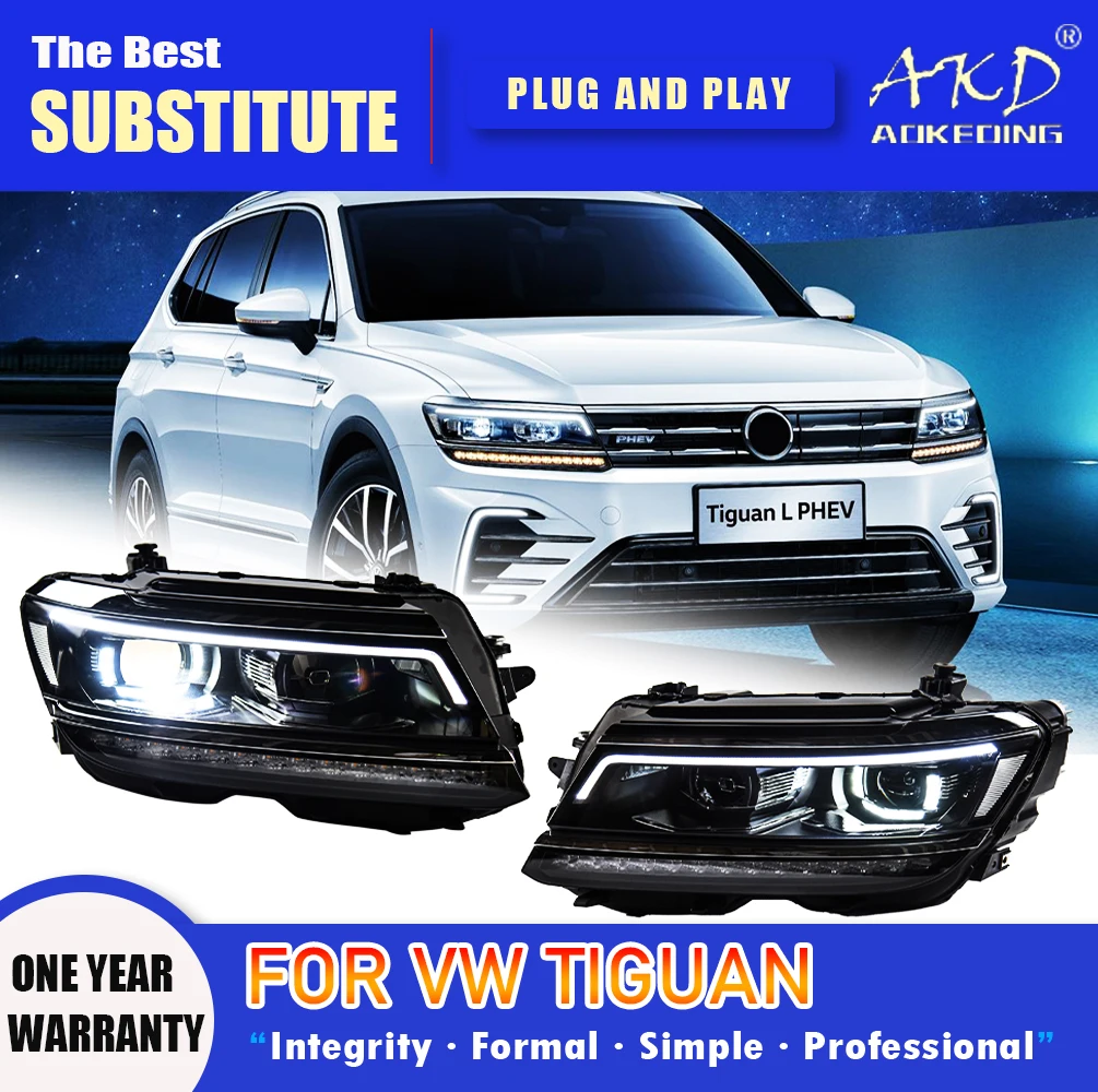 

AKD Head Lamp for VW Tiguan LED Headlight 2017-2021 Headlights Tiguan DRL Turn Signal High Beam Angel Eye Projector Lens