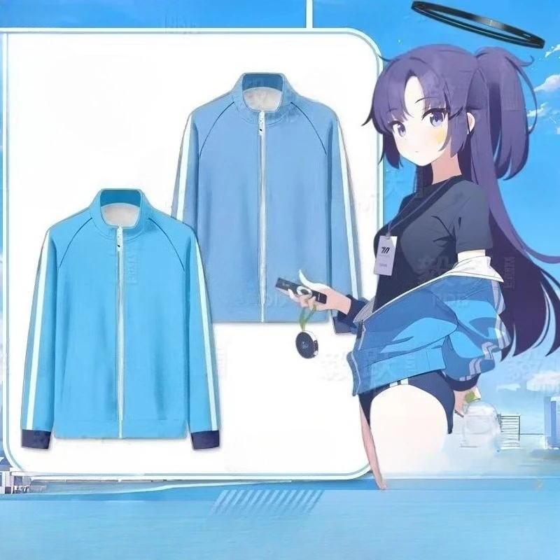 Sudadera con capucha y cremallera de Anime Blue Archive para hombre y mujer, sudadera gráfica, ropa de calle, Hip Hop, Yuuka Hayase, Cosplay, chaqueta con capucha y cremallera