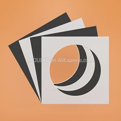 Circle Opening Photo Mats White/Black Textured Surface Square Paperboard Mounts For Picture Frame Passe-Partouts Décor 12PCS/Lot