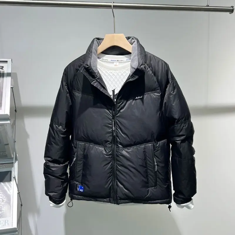 

Зимняя утепленная корейская мужская пуховая куртка с воротником-стойкой, вышивкой и водонепроницаемой отделкой, молодежная модная верхняя одежда