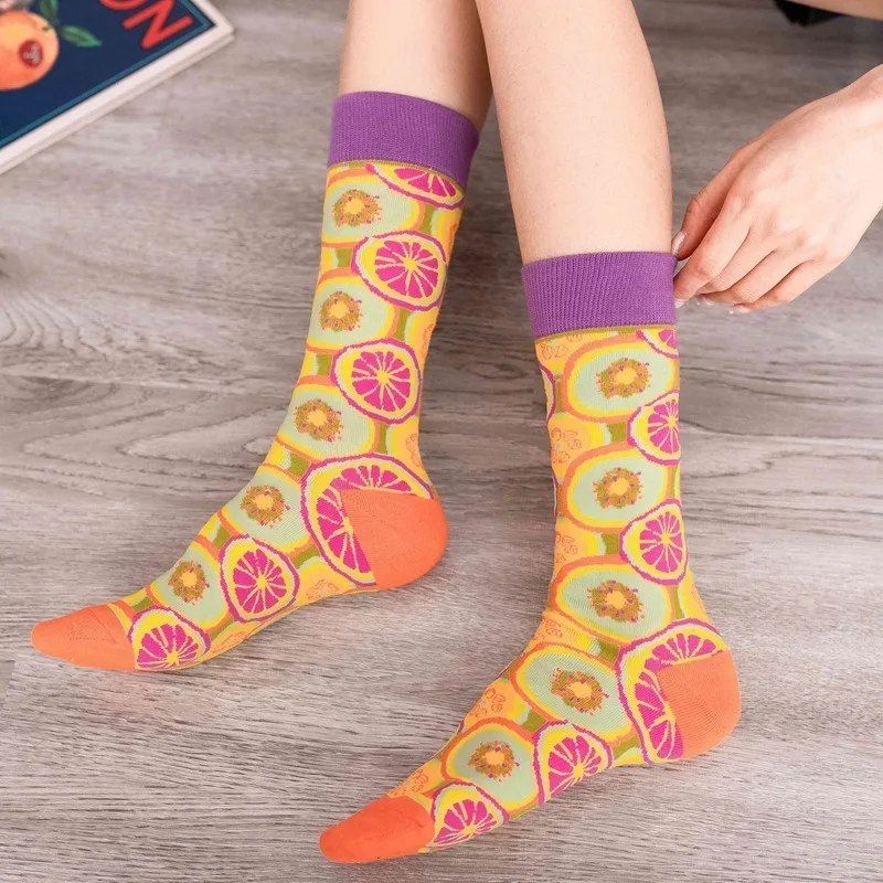 Streetwear Fashionable Colored Fruit Socks Women with Cartoon Piature Cotton Funny Woman Socks for Spring Autumn Winter 11501