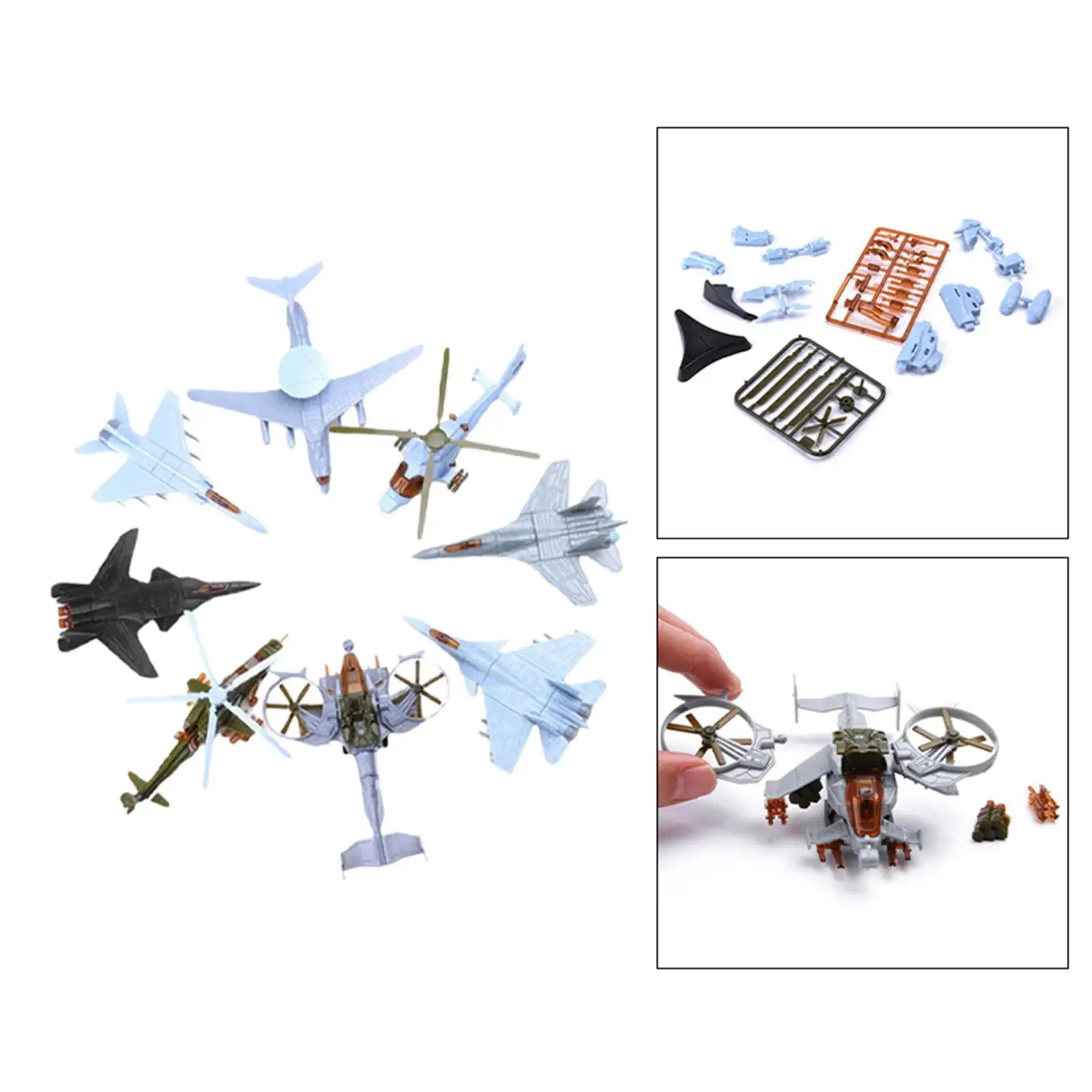 8x Realistic 4D DIY Toys Fighter Model Static Display for Collection Gift