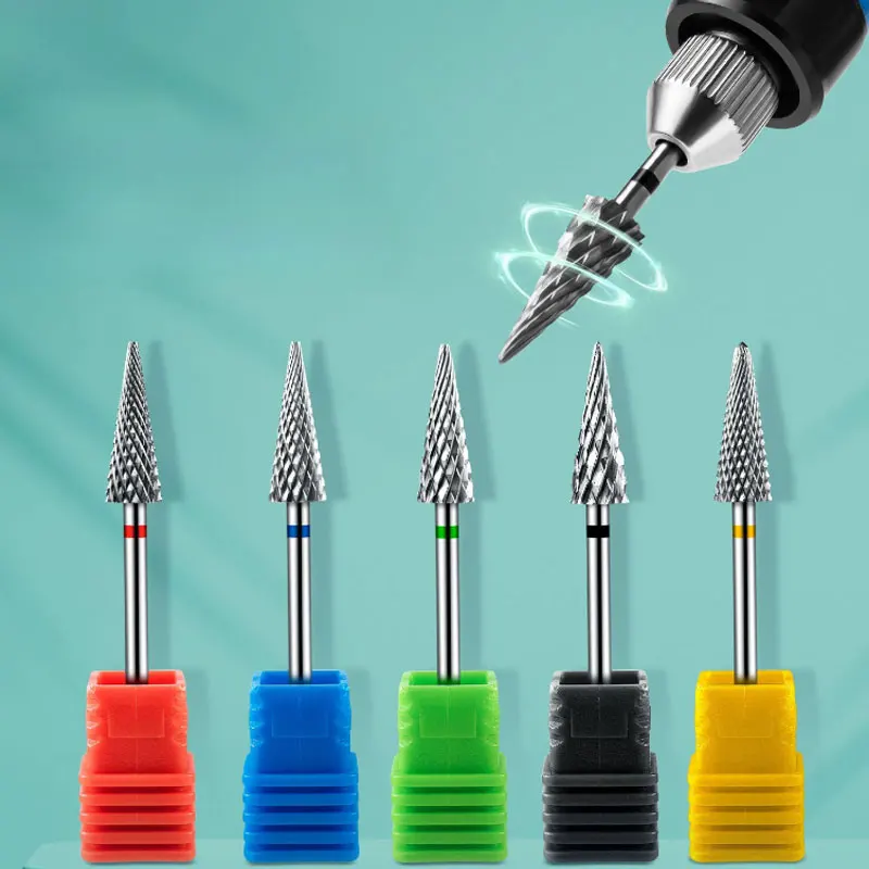 Tip Tungsten Carbid Nail Drill Bits Electric Manicure Drill Accessory Milling Cutters for Nail Gel Polish Remover Nail Art Tools