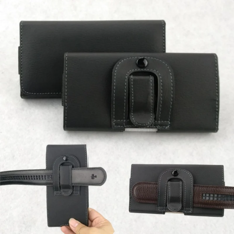 Phone Holster Belt Clip Case Holder Leather Pouch Waist Bag for iPhone 15 14 Pro Max for Samsung S24 S23 Ultra in 6.8" M to XXXL