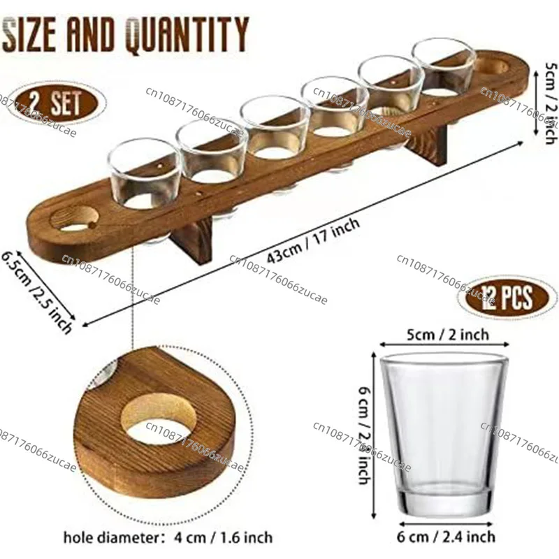 Manufacturer Produces Wooden Wine Glass Holder Wooden Coffee Holder with Handle Beer Tray Bar Party Non-slip Wooden Wine Holder